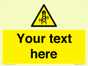 Custom warning RF radiation transmitter